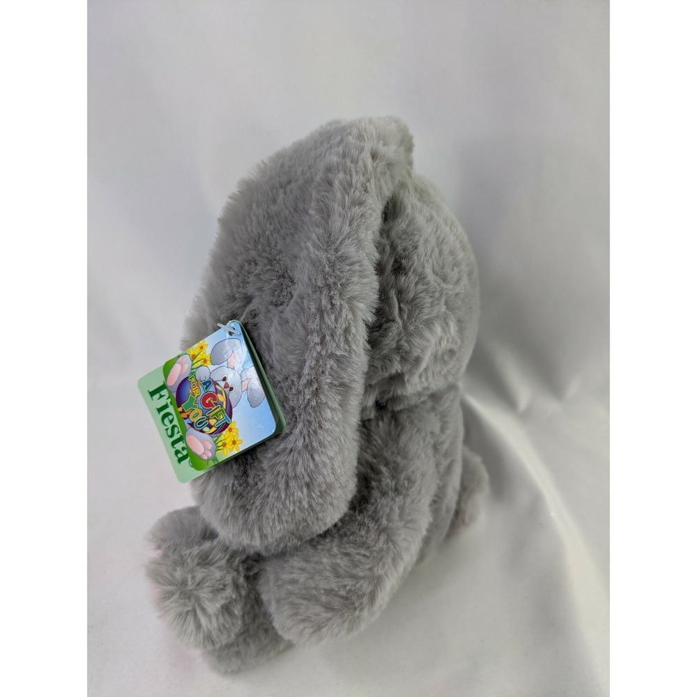 Fiesta Gray Rabbit Plush Bunny 9 Inch Embroidered Carrot Stuffed Animal Toy - Picture 4 of 8